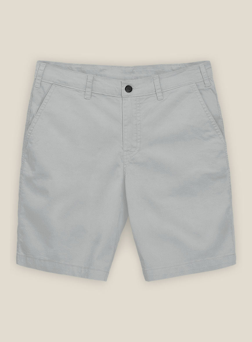 Ice Gray Cotton Power Stretch Chino Shorts - StudioSuits
