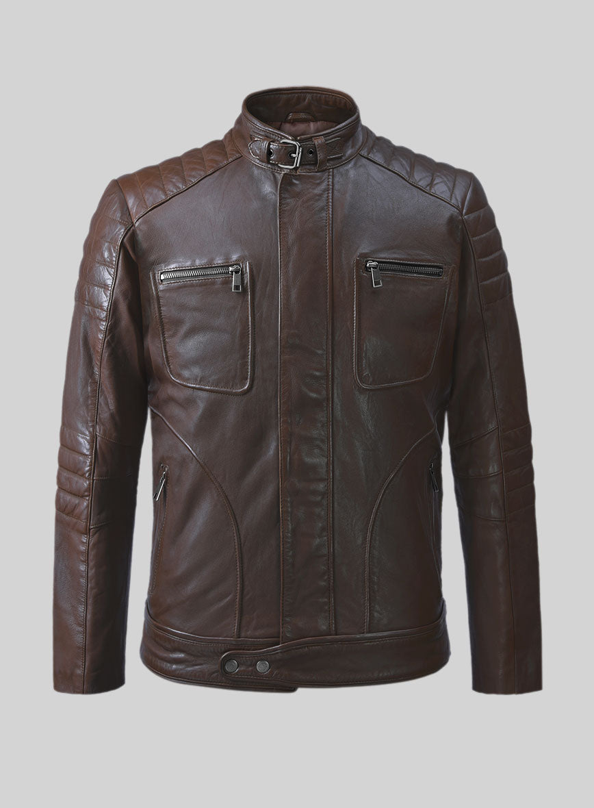 Ignite Moto Brown Leather Jacket - StudioSuits