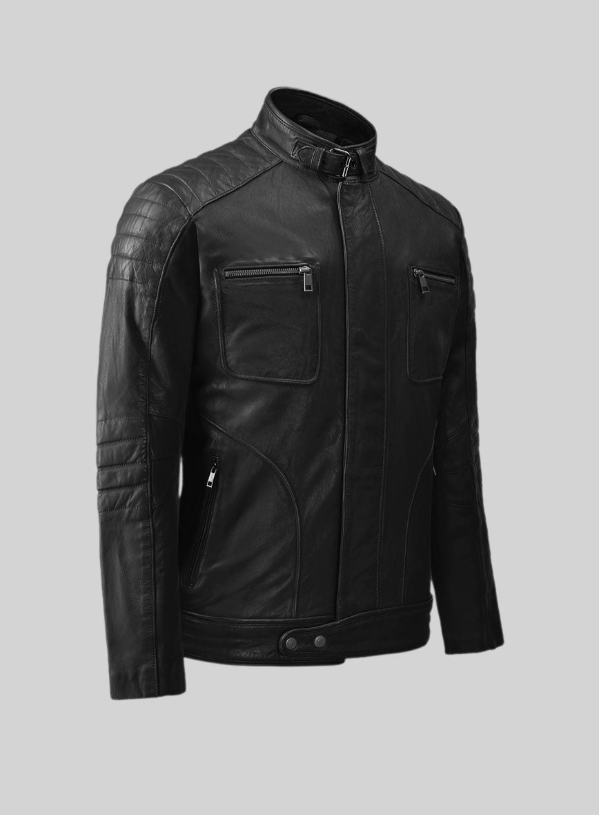 Ignite Moto Black Biker Leather Jacket - StudioSuits
