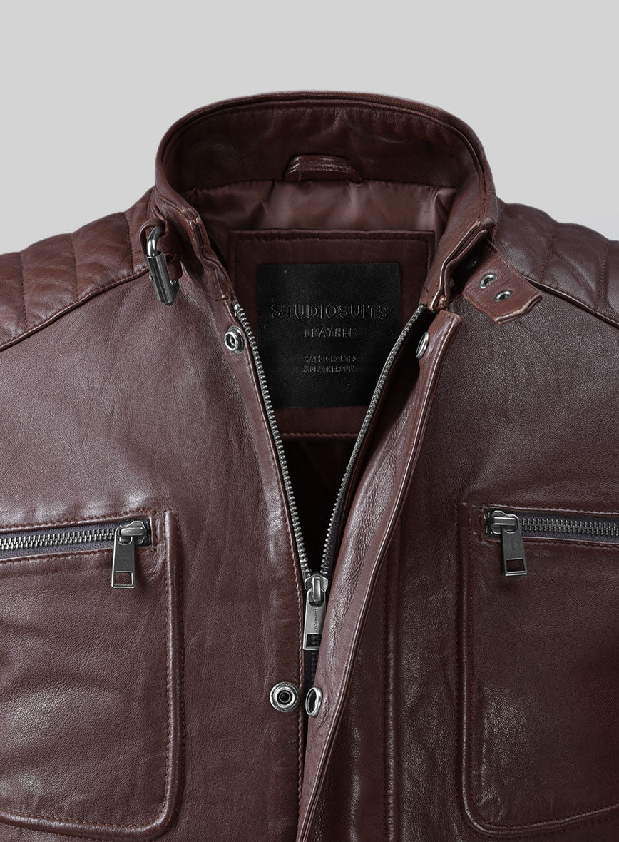 Ignite Moto Burgundy Leather Jacket - StudioSuits