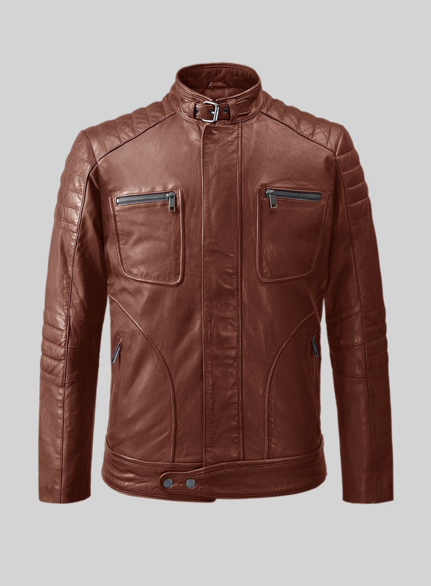 Ignite Moto Tan Biker Leather Jacket - StudioSuits