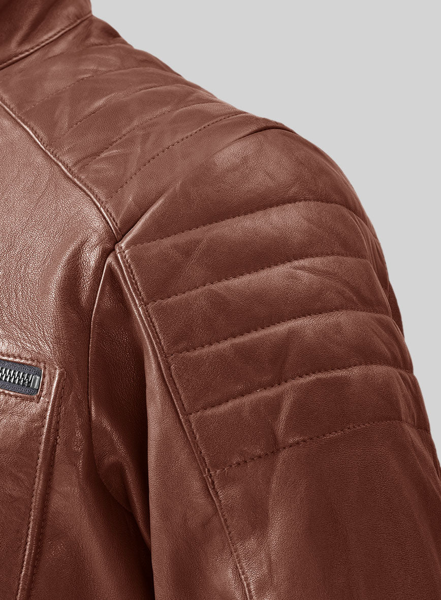 Ignite Moto Tan Biker Leather Jacket - StudioSuits