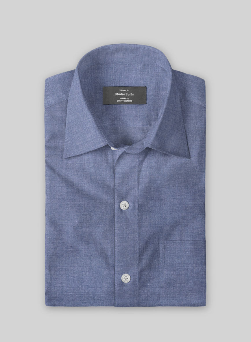 Imperial Dust Blue Cotton Shirt - StudioSuits