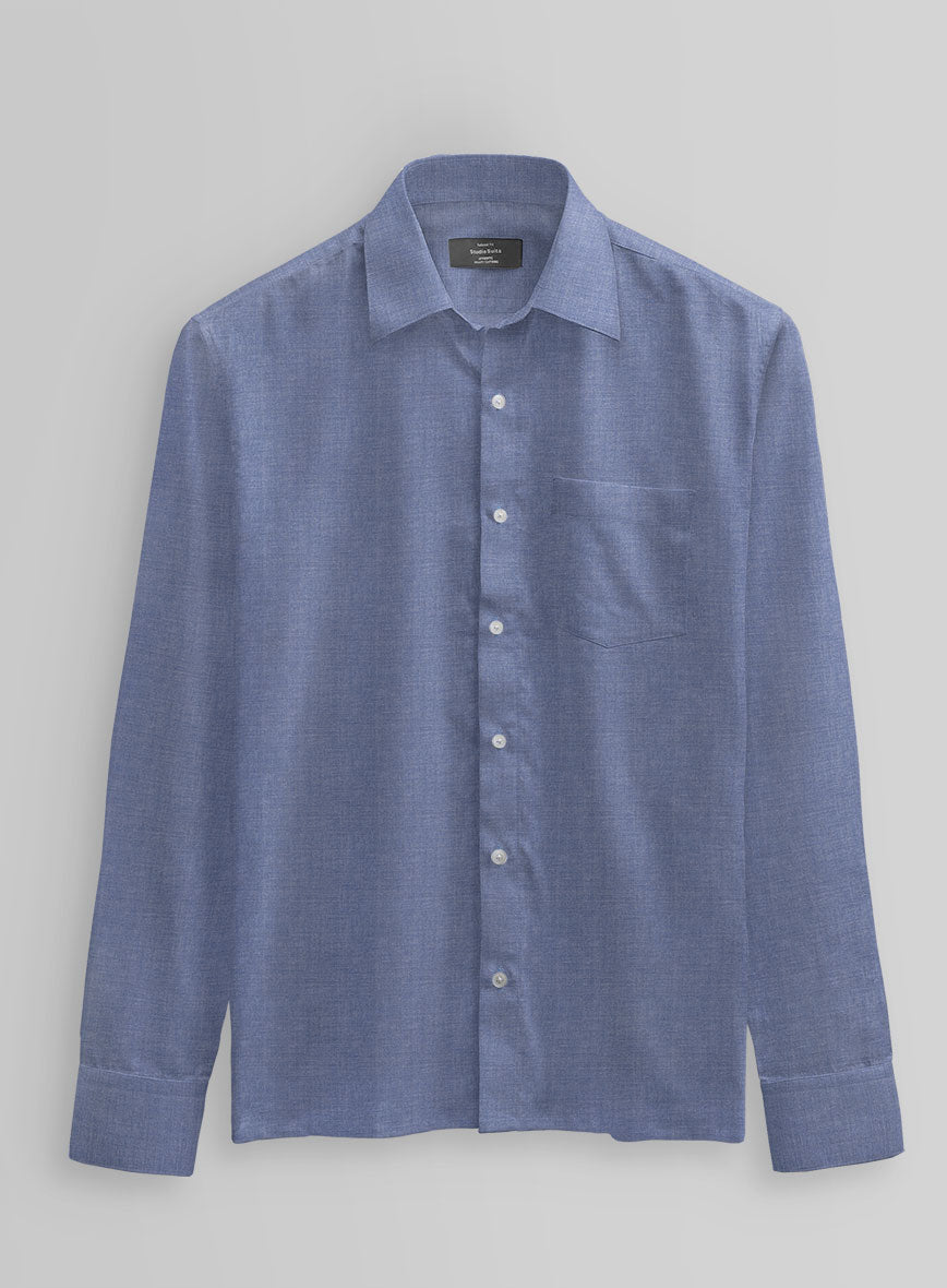 Imperial Dust Blue Cotton Shirt - StudioSuits