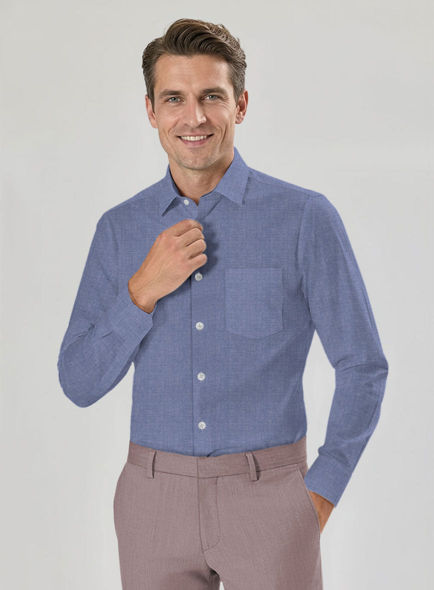 Imperial Dust Blue Cotton Shirt - StudioSuits