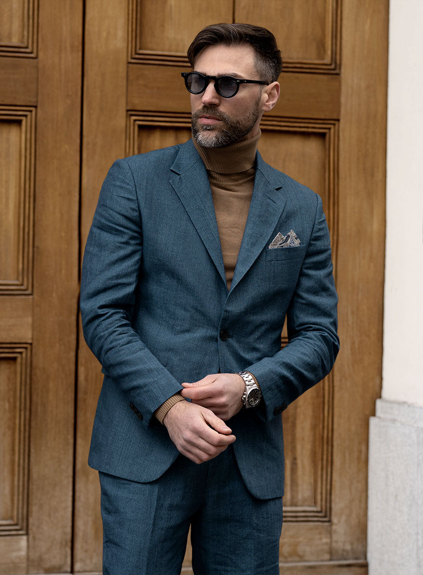 Indigo Blue Linen Suit - StudioSuits