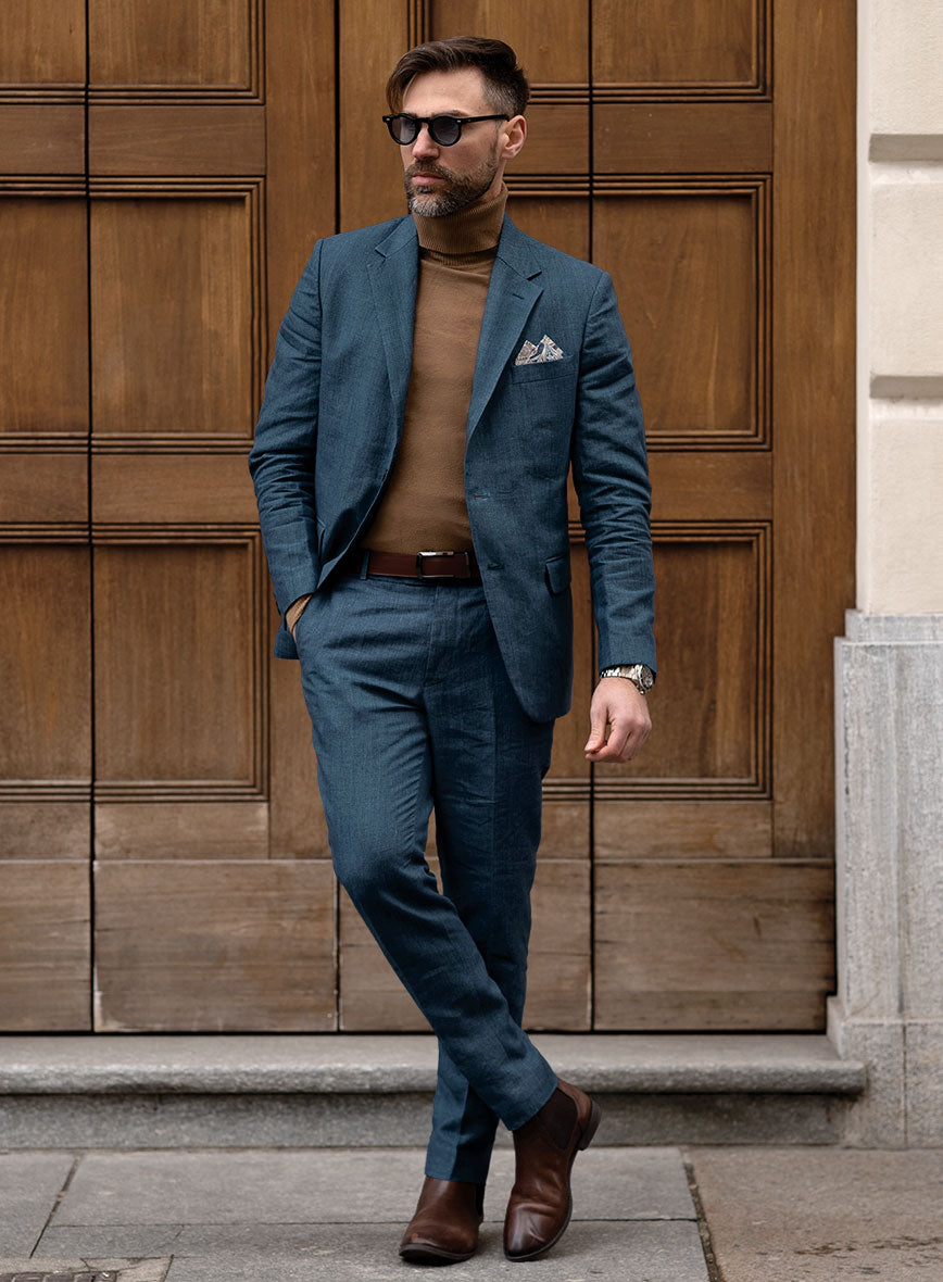 Indigo Blue Linen Suit - StudioSuits