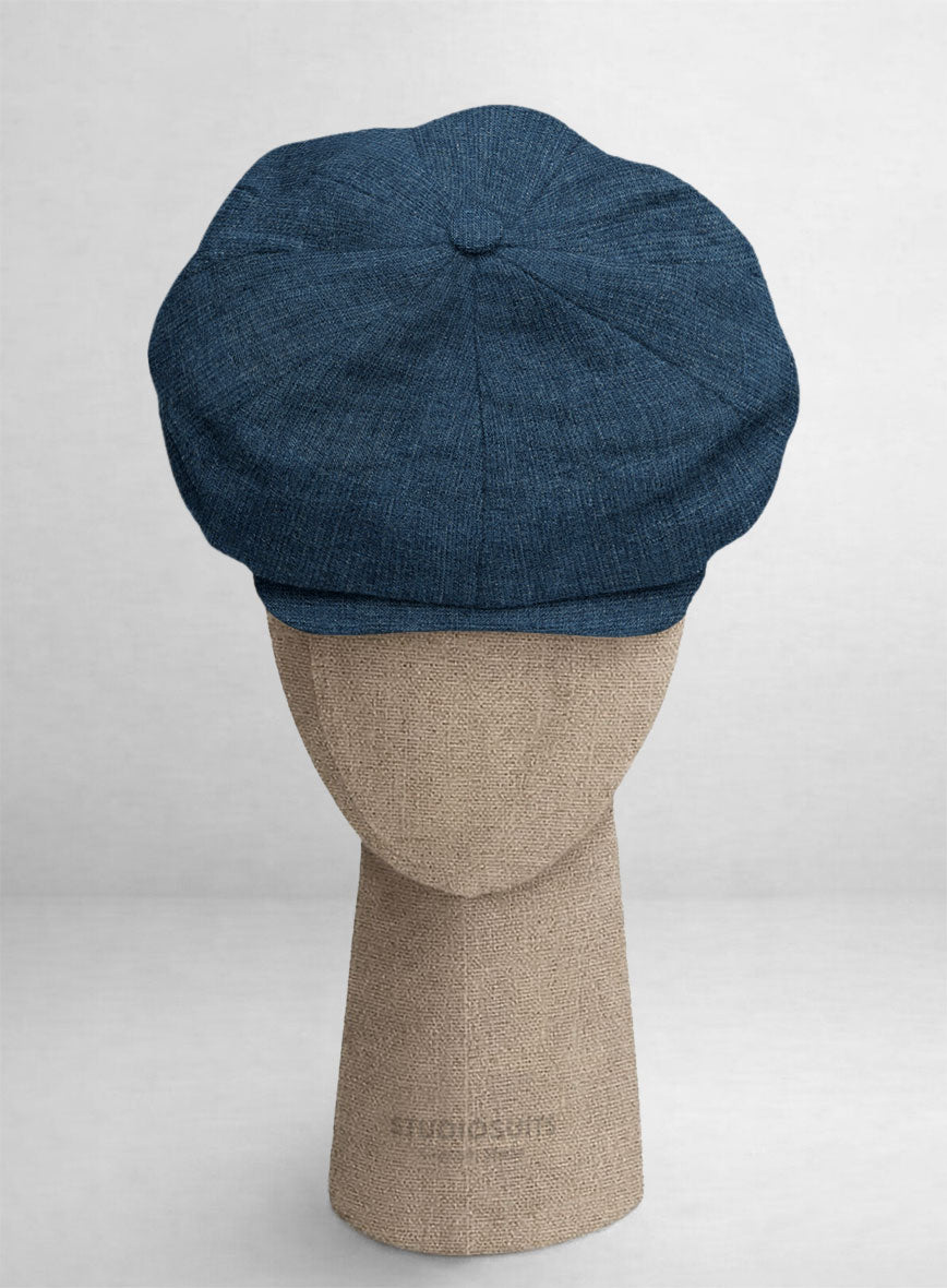 Indigo Blue Linen Newsboy Cap - StudioSuits