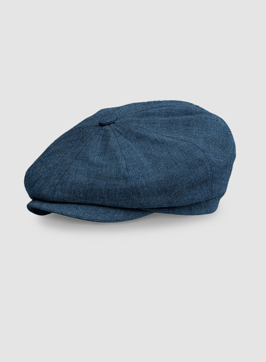 Indigo Blue Linen Newsboy Cap - StudioSuits
