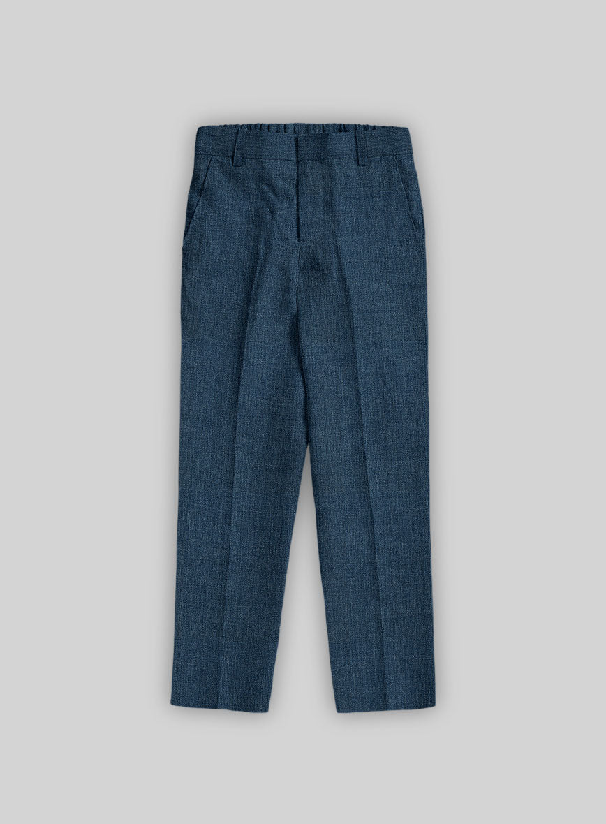 Indigo Blue Linen Boys Suit - StudioSuits