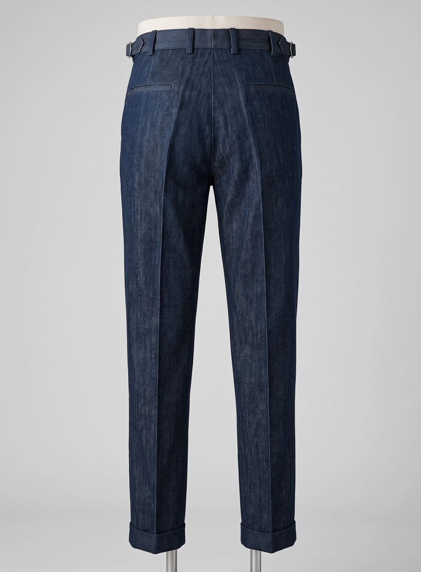 Indigo Denim Gurkha Pants - StudioSuits