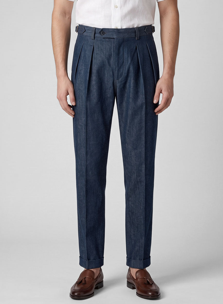 Indigo Denim Gurkha Pants - StudioSuits