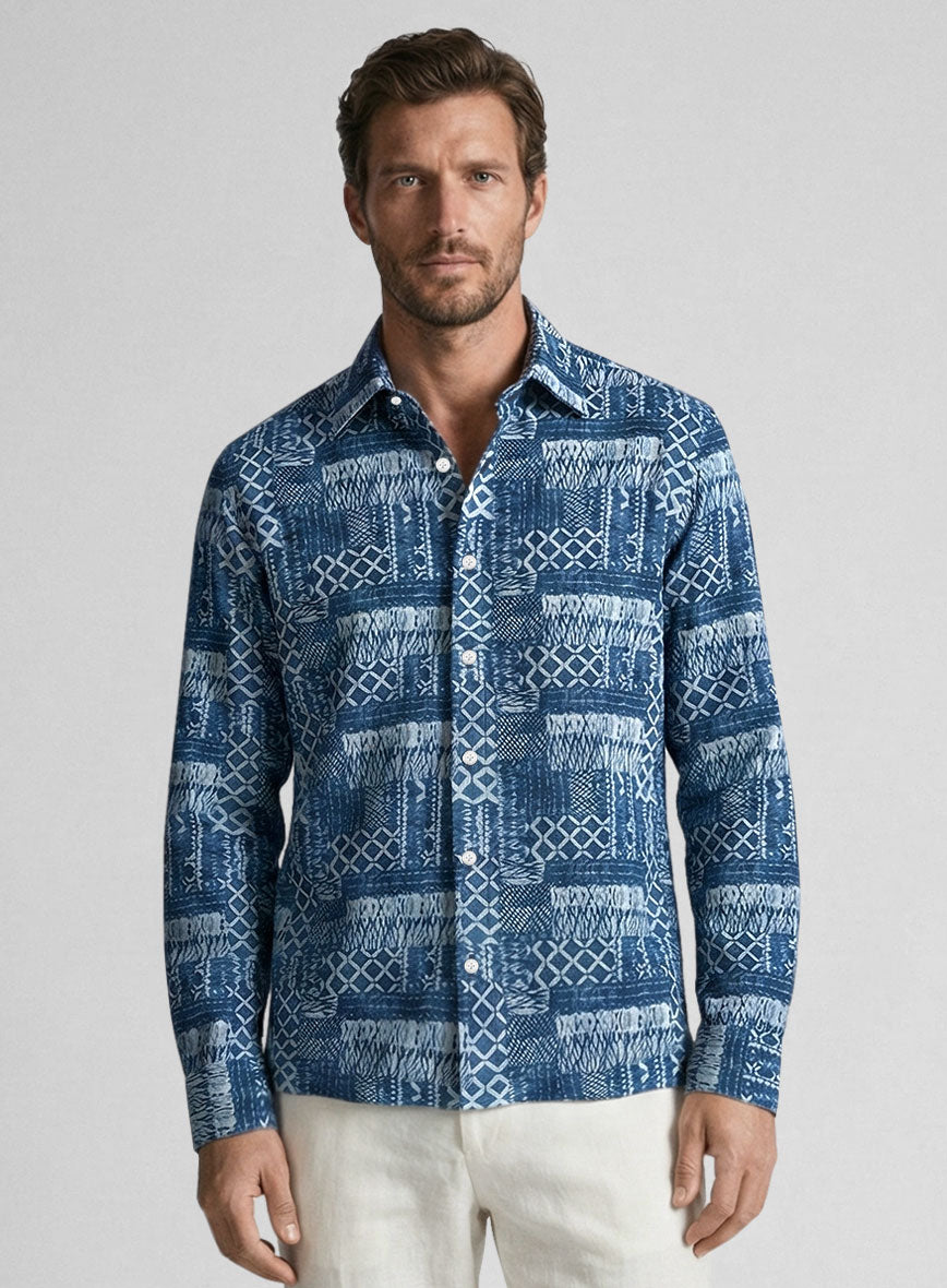 Indigo Bandana Cotton Shirt - StudioSuits