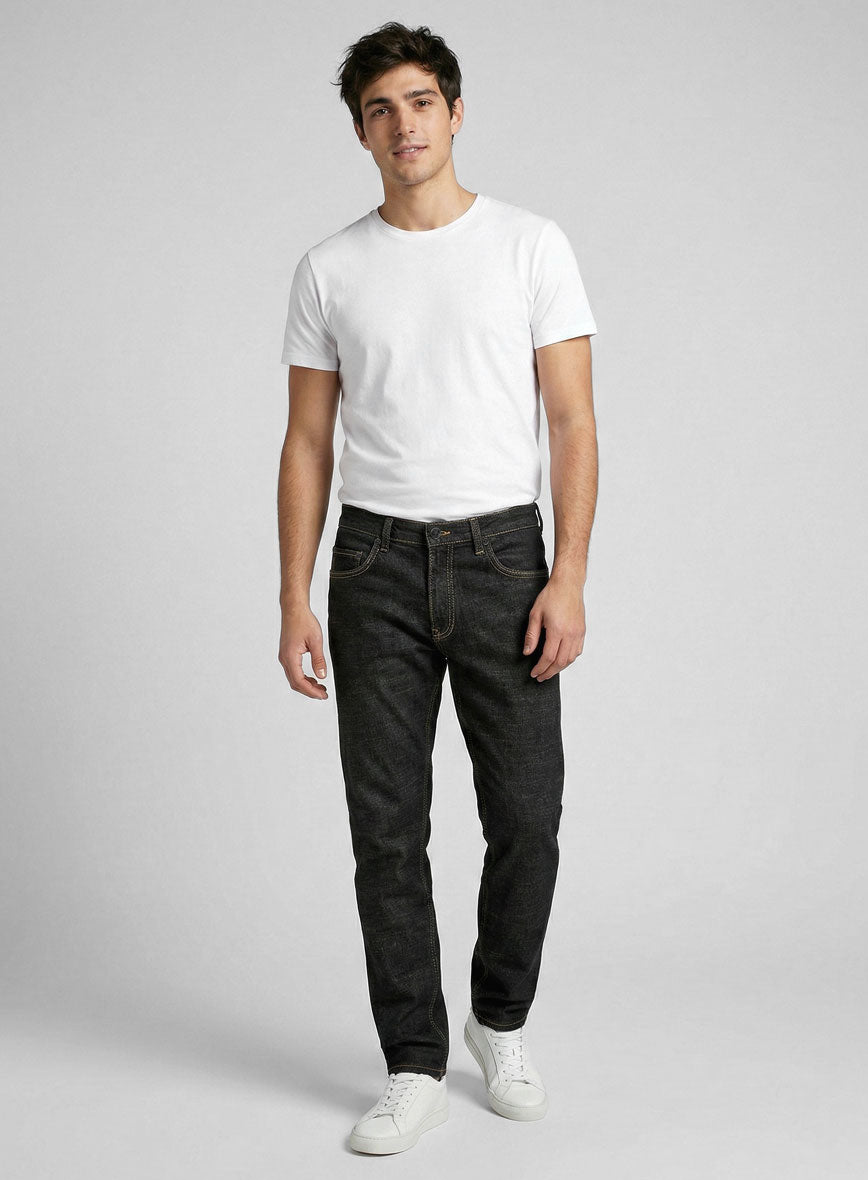 Indigo Black Stretch Denim Jeans - StudioSuits