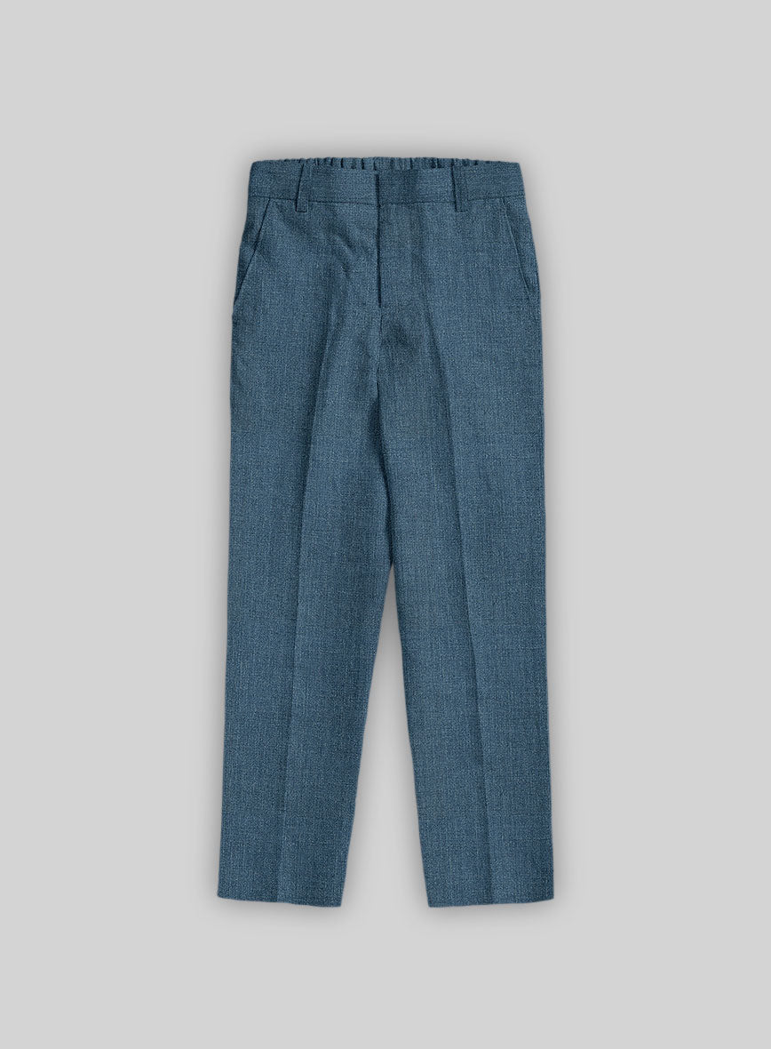 Indigo Blue Linen Boys Suit - StudioSuits