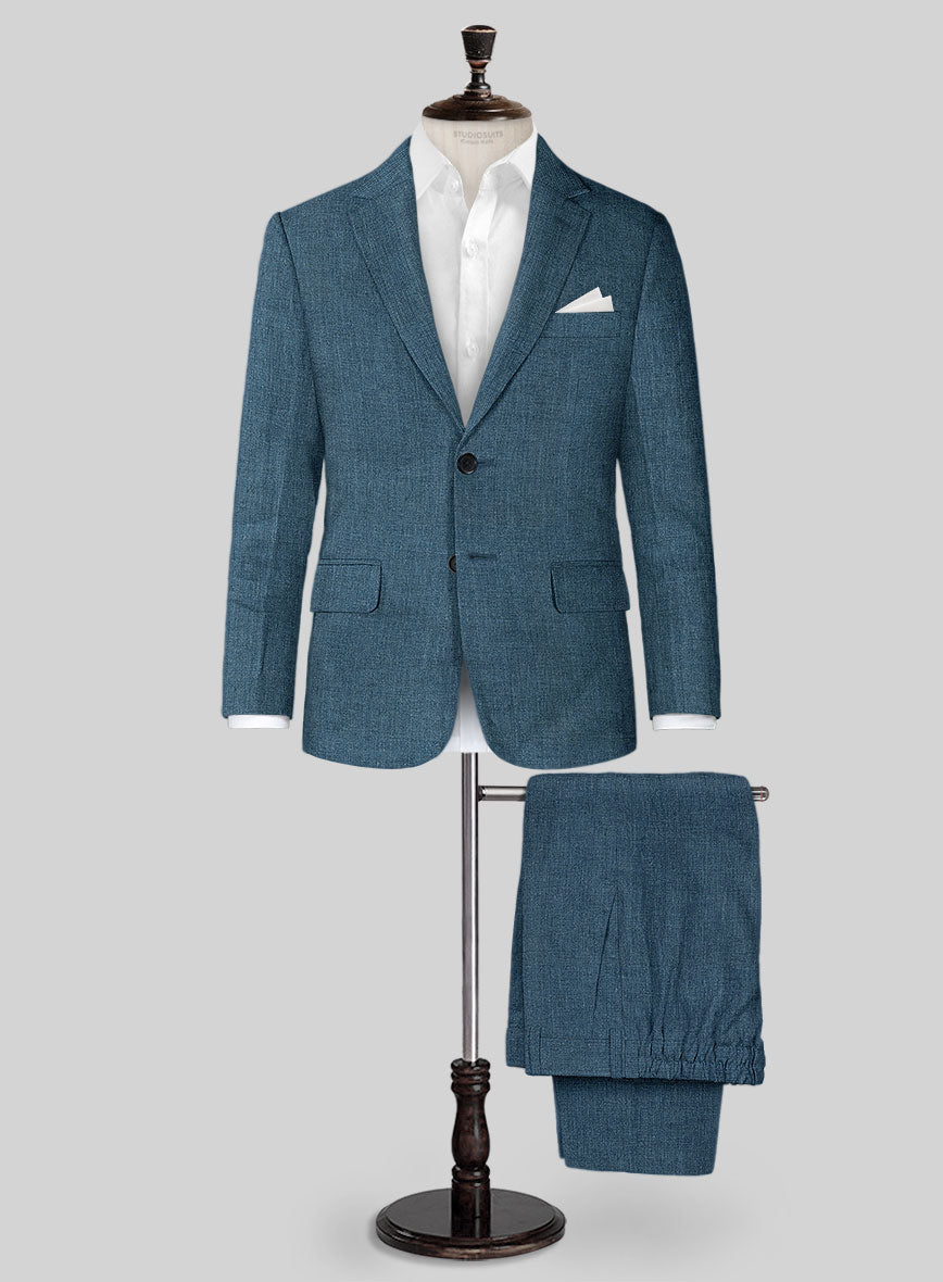 Indigo Blue Linen Boys Suit - StudioSuits
