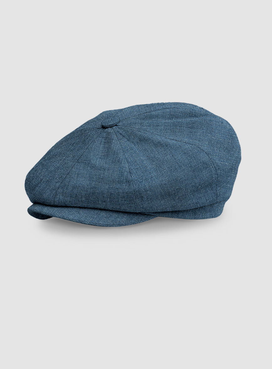 Indigo Blue Linen Newsboy Cap - StudioSuits