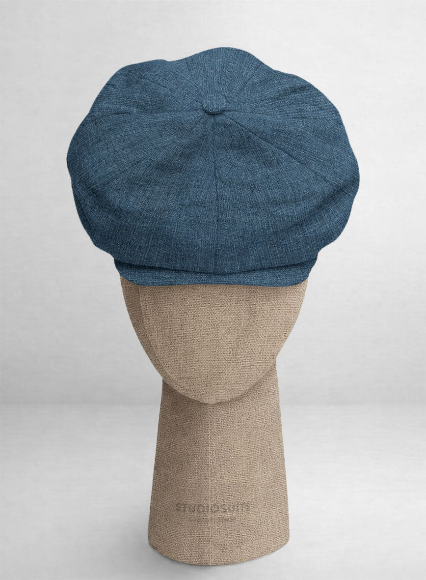 Indigo Blue Linen Newsboy Cap - StudioSuits