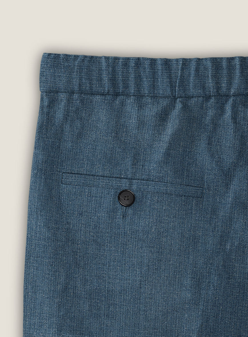 Indigo Blue Linen Shorts - StudioSuits