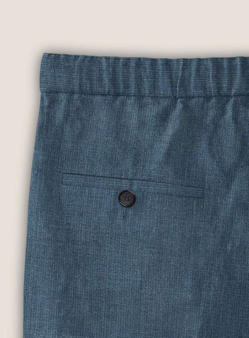 Indigo Blue Linen Shorts - StudioSuits