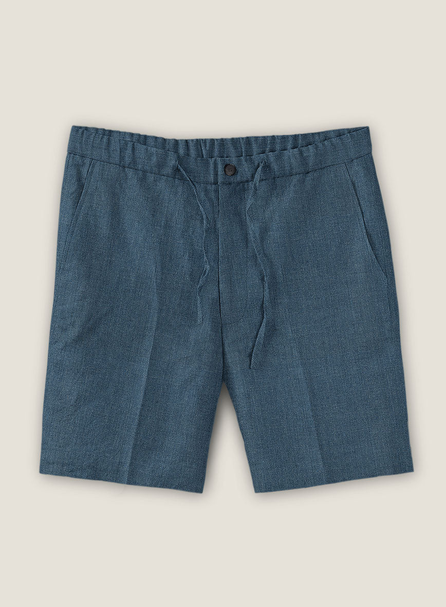 Indigo Blue Linen Shorts - StudioSuits