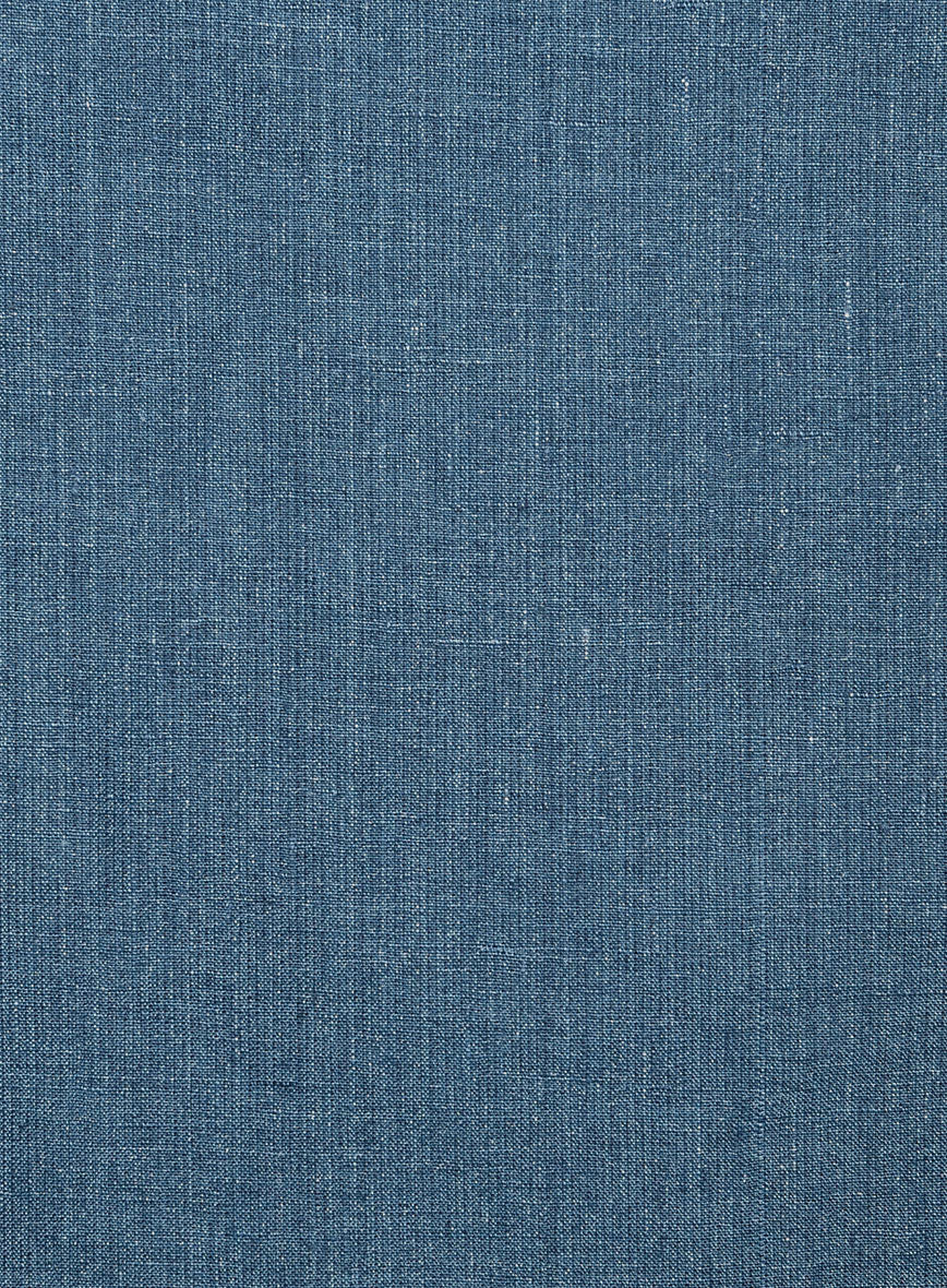 Indigo Blue Pure Linen Highland Trousers - StudioSuits