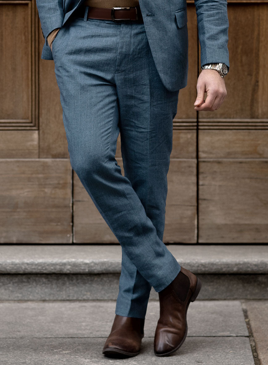 Indigo Blue Linen Suit - StudioSuits