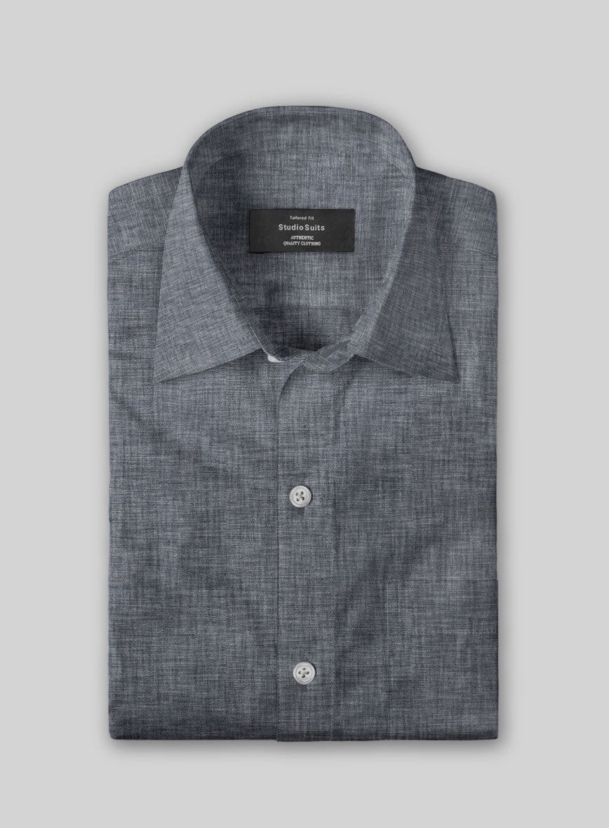 Indigo Chambray Cotton Shirt - StudioSuits