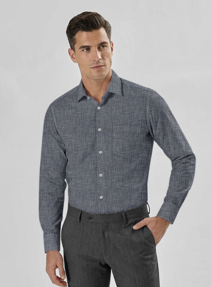 Indigo Chambray Cotton Shirt - StudioSuits