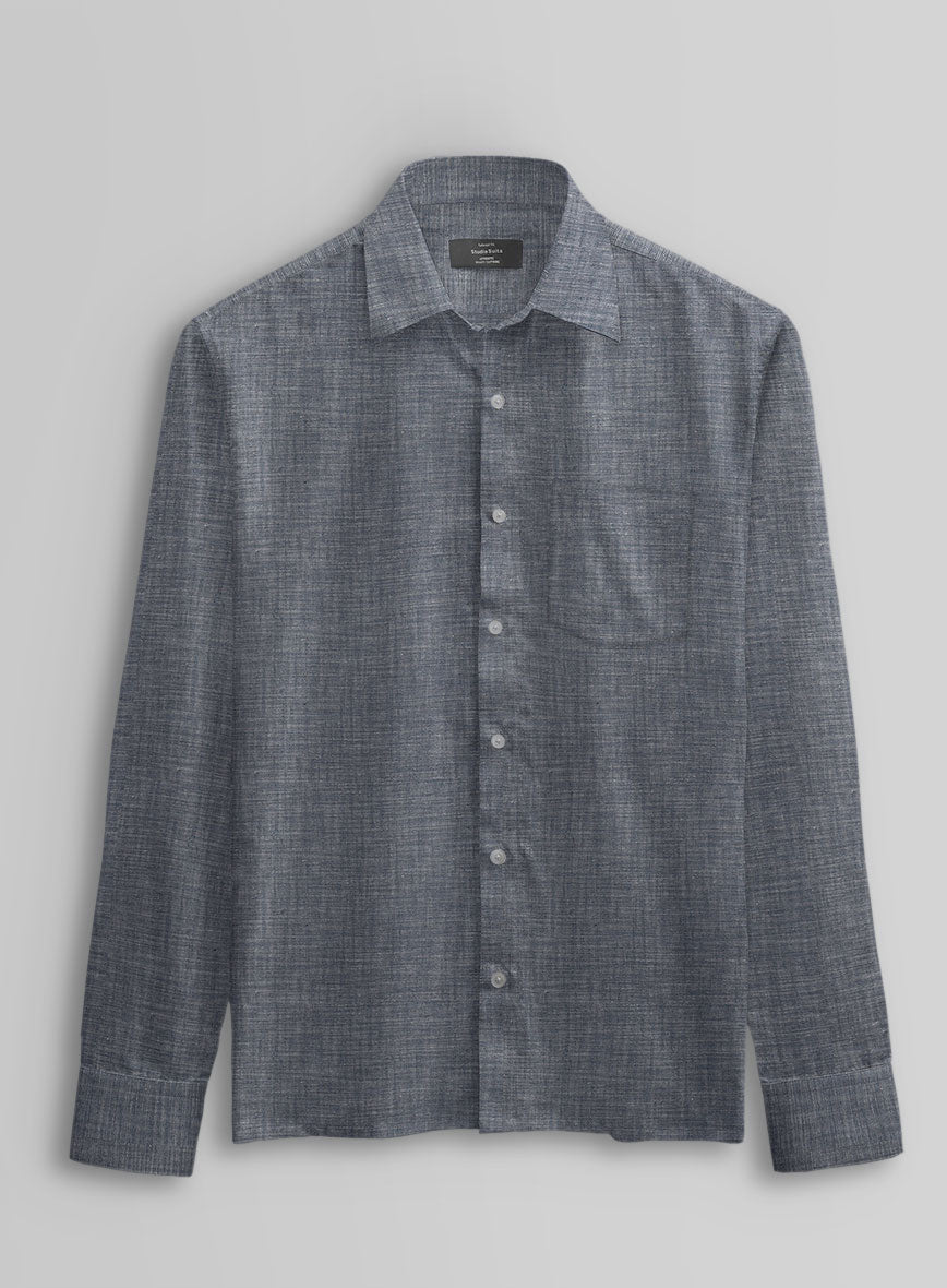 Indigo Chambray Cotton Shirt - StudioSuits