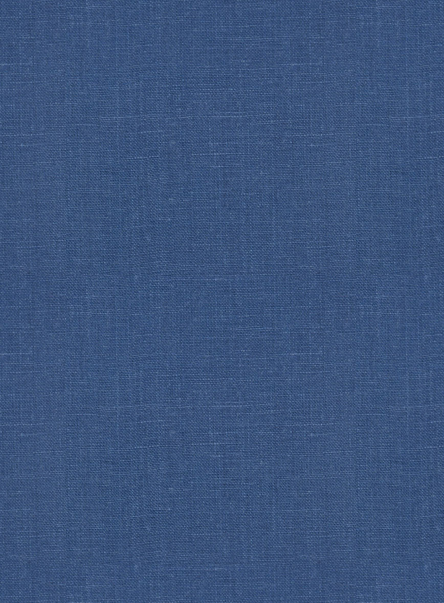Indigo Mid Blue Pure Linen Jacket - StudioSuits