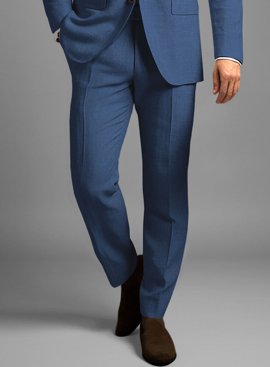 Indigo Mid Blue Pure Linen Suit - StudioSuits