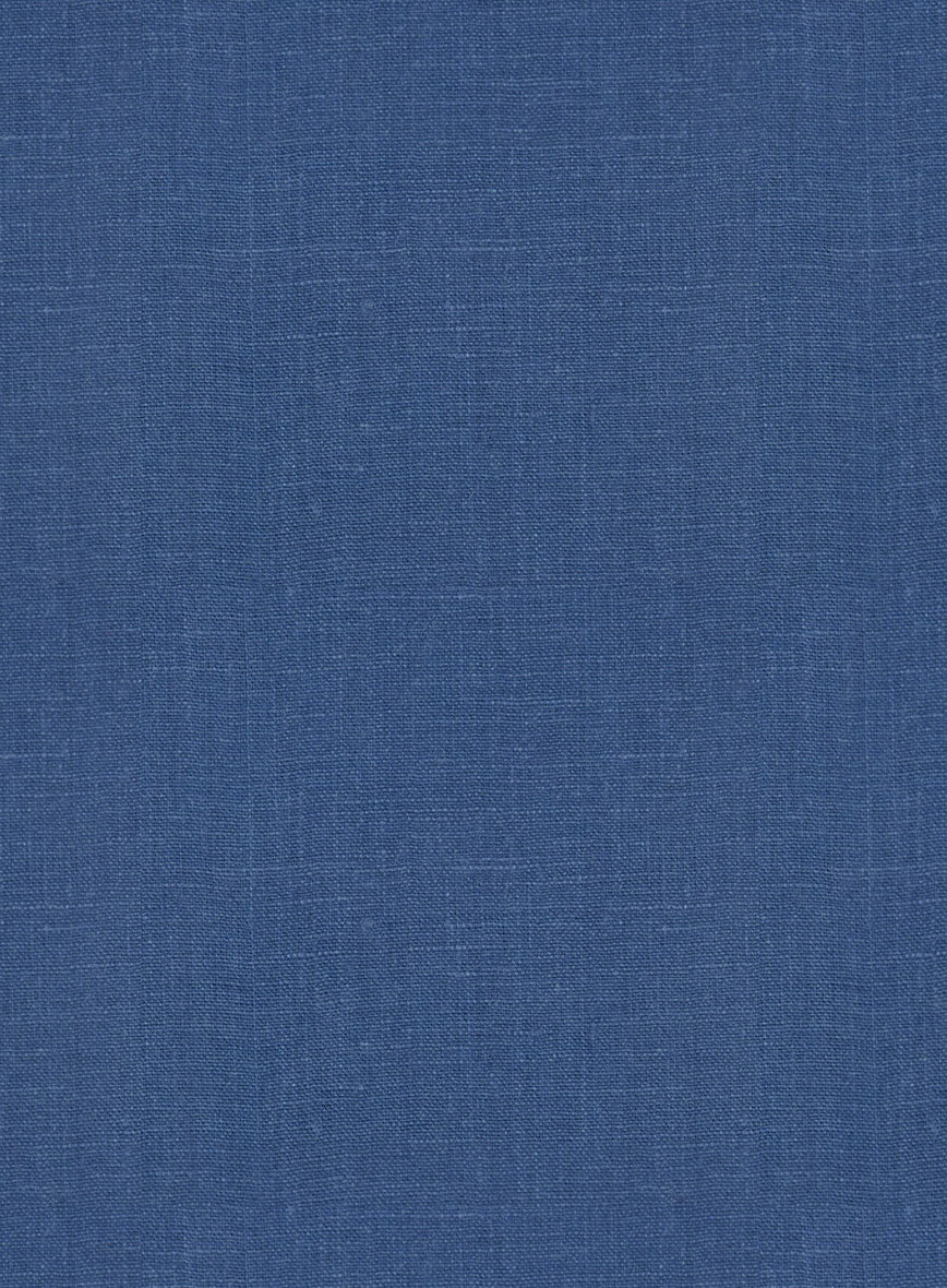 Indigo Mid Blue Pure Linen Suit - StudioSuits