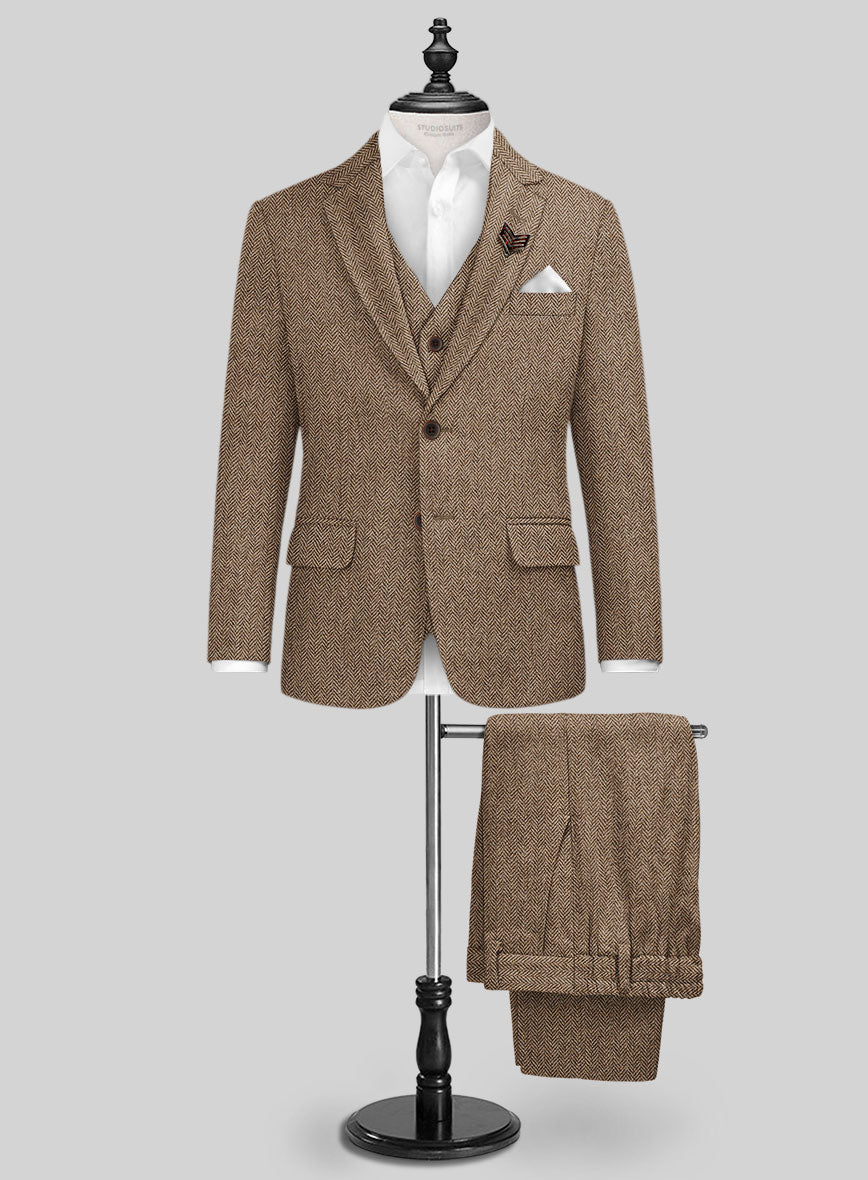 Irish Brown Herringbone Tweed Boys Suit - StudioSuits