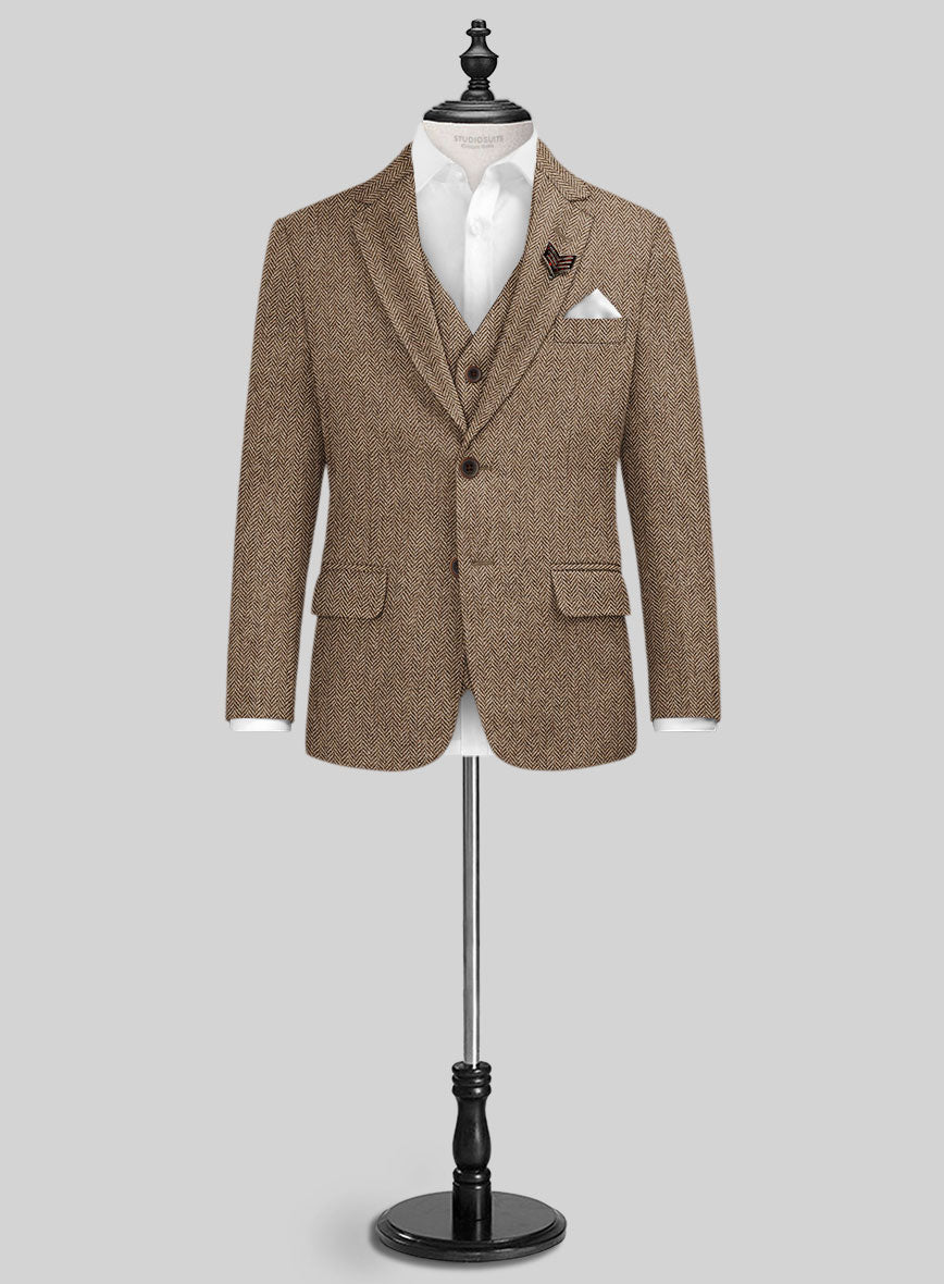 Irish Brown Herringbone Tweed Boys Suit - StudioSuits