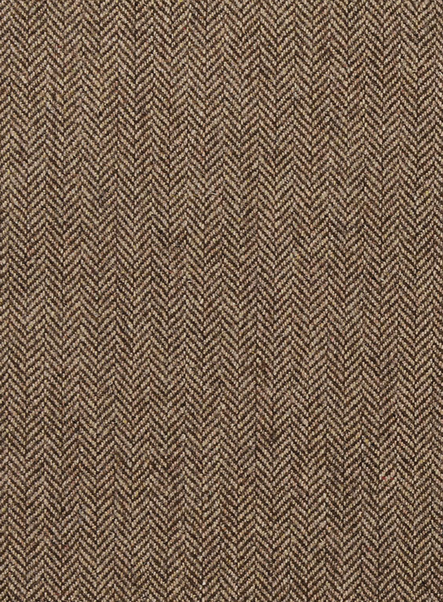 Irish Brown Herringbone Tweed Pea Coat - StudioSuits