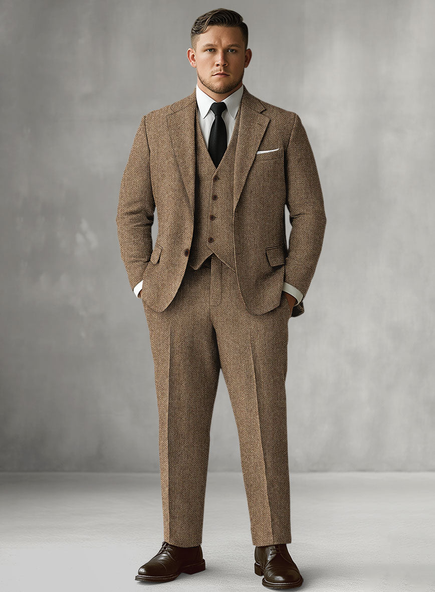 Tweed Suit Big and Tall Irish Brown Herringbone – StudioSuits