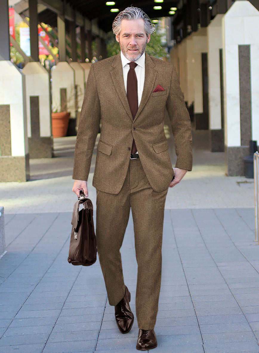 Irish Brown Herringbone Tweed Suit - StudioSuits