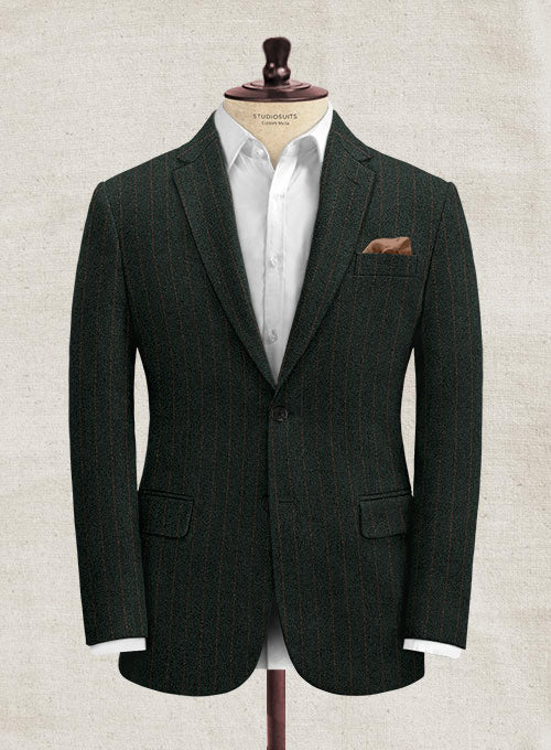 Italian Clano Green Stripe Tweed Jacket - StudioSuits