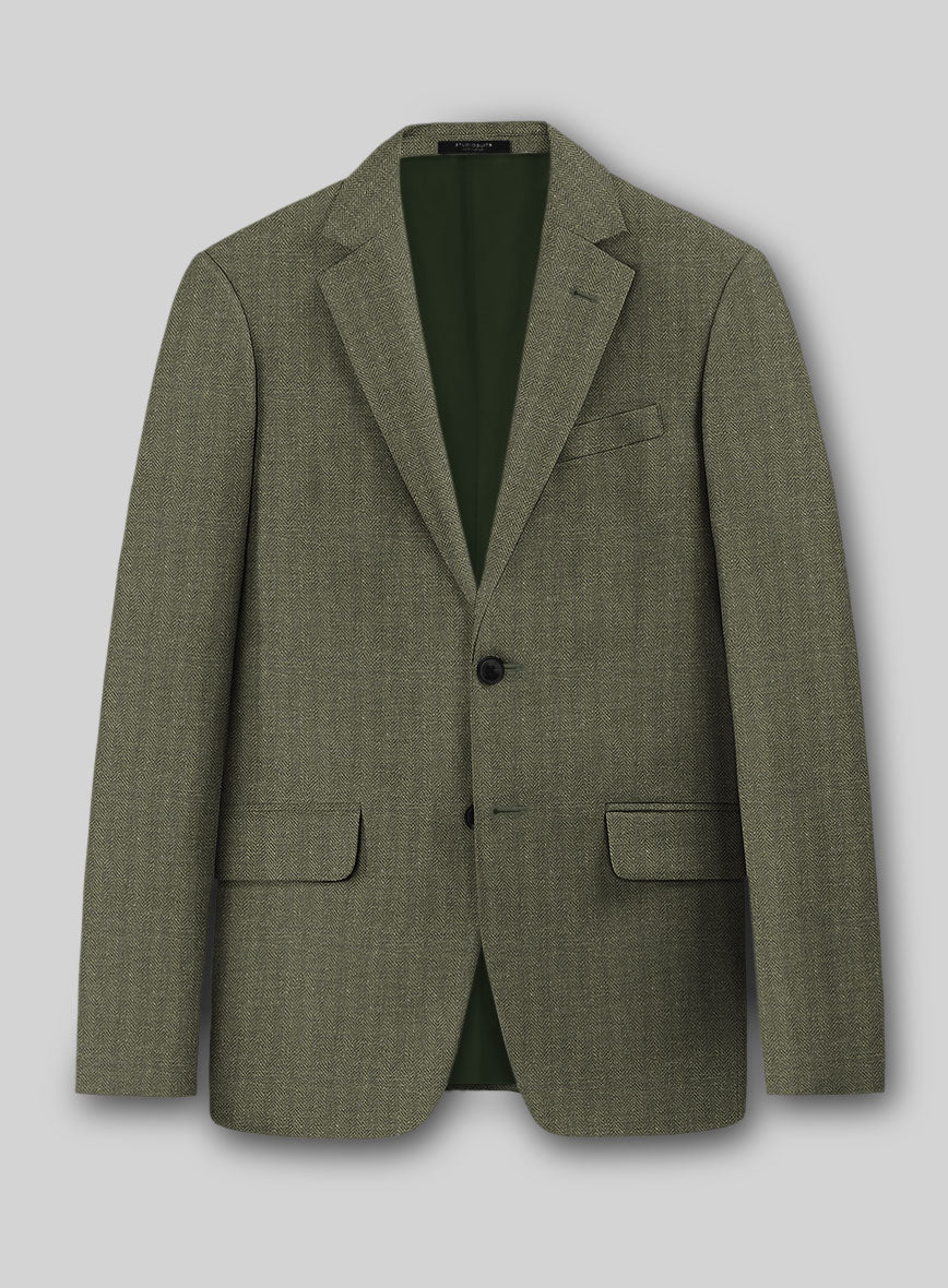 Italian Linen Olivano Herringbone Jacket - StudioSuits