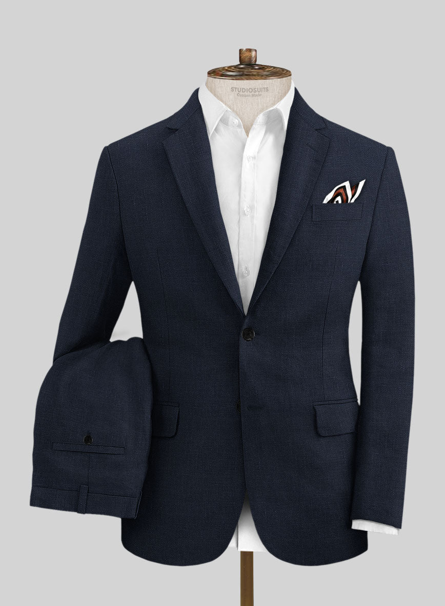 Italian Prato Navy Linen Suit - StudioSuits