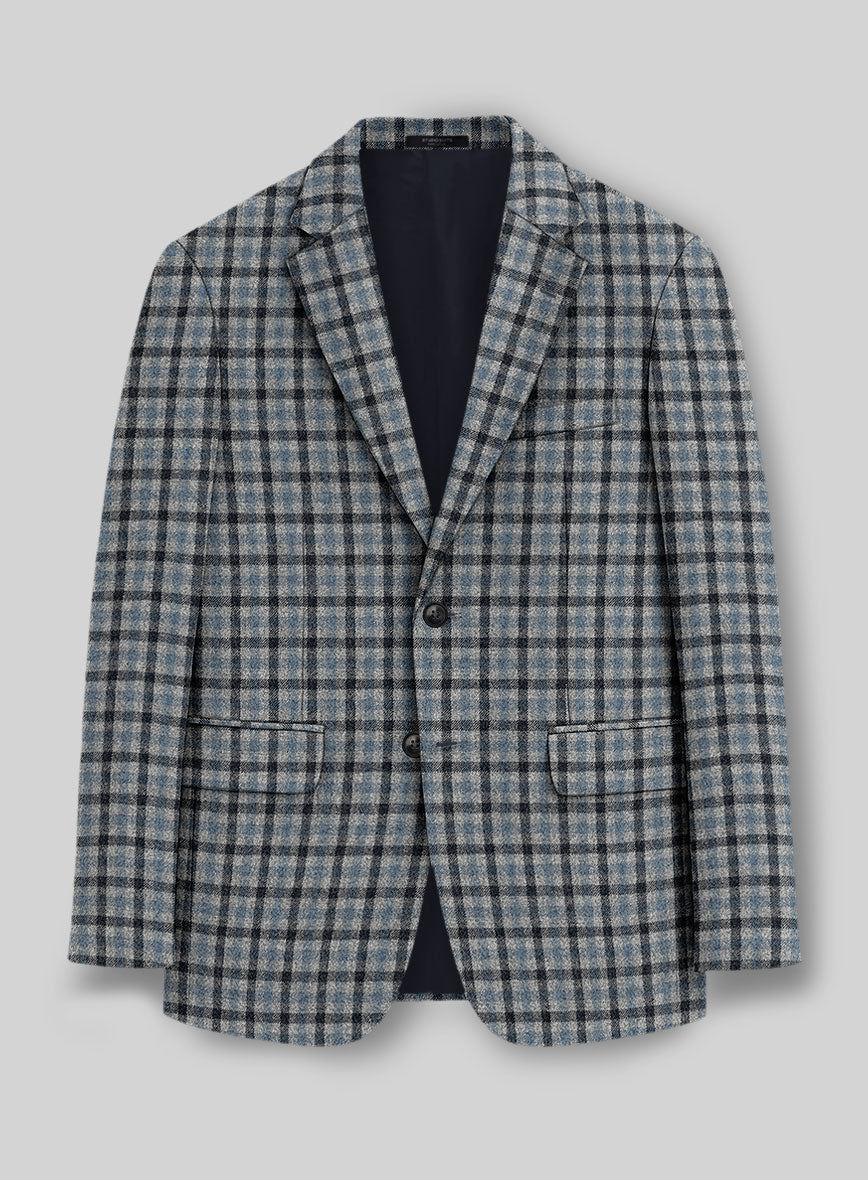 Italian Frostblue Check Tweed Jacket - StudioSuits