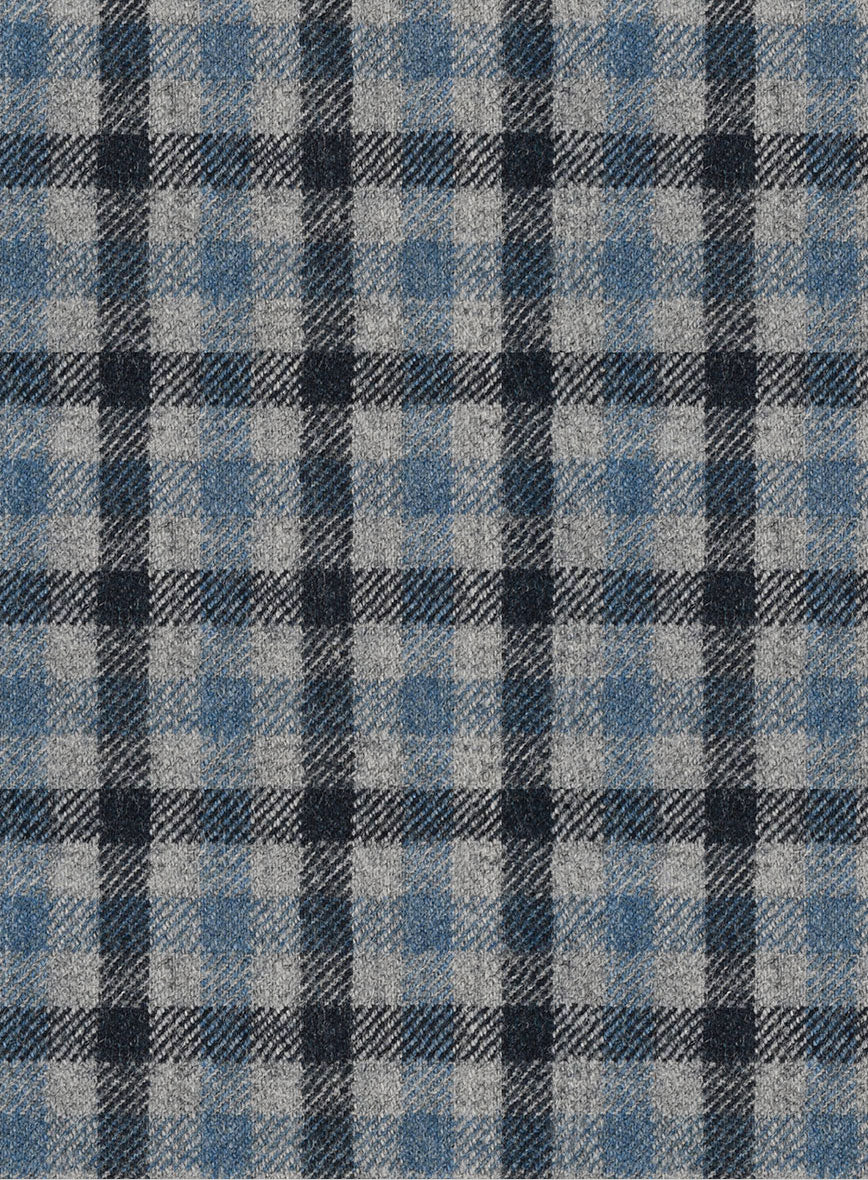 Italian Frostblue Check Tweed Pants - StudioSuits