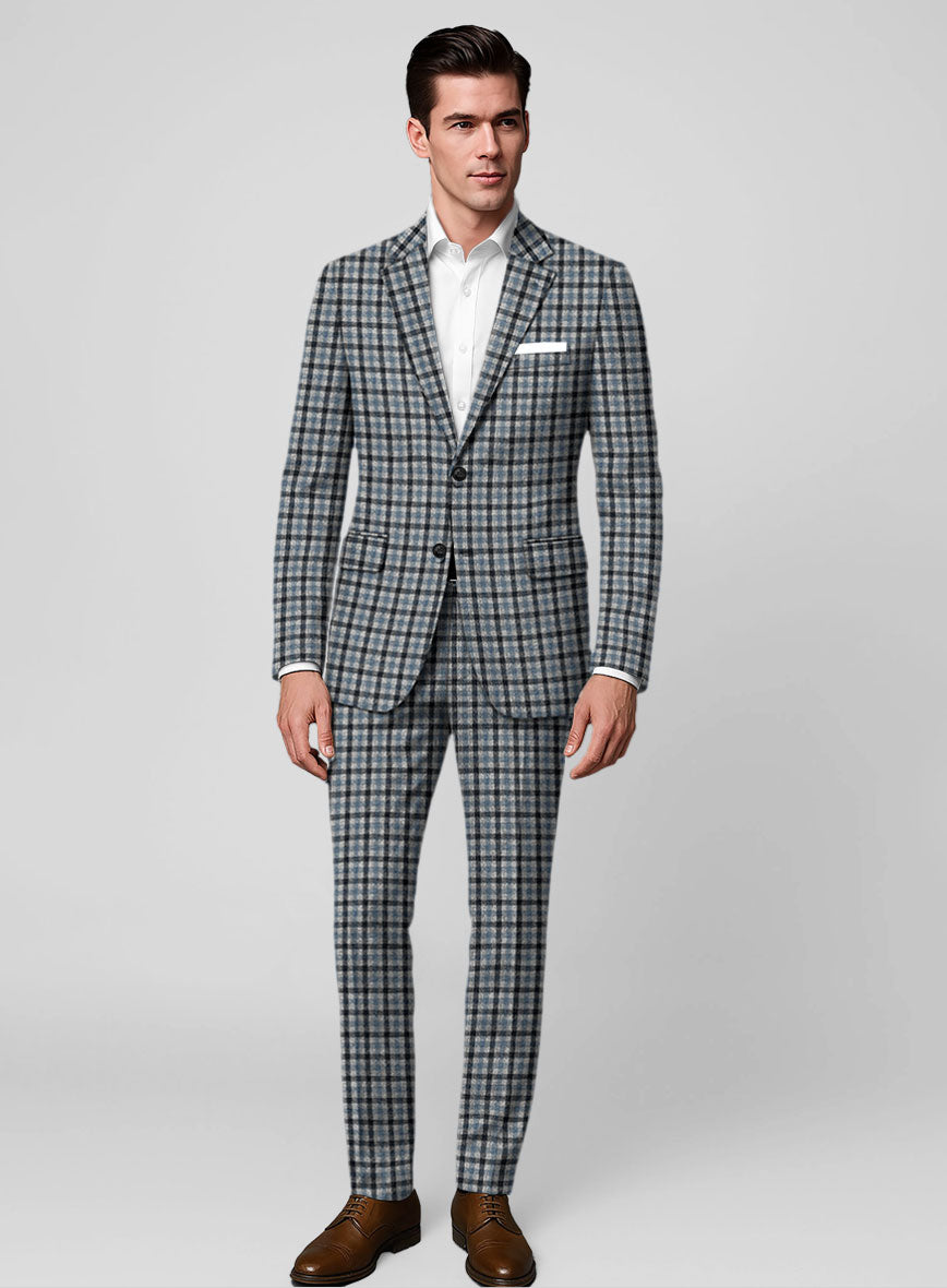 Italian Frostblue Check Tweed Suit - StudioSuits