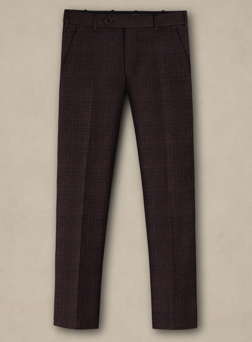 Italian Murano Irgo Checks Wool Linen Silk Pants - StudioSuits