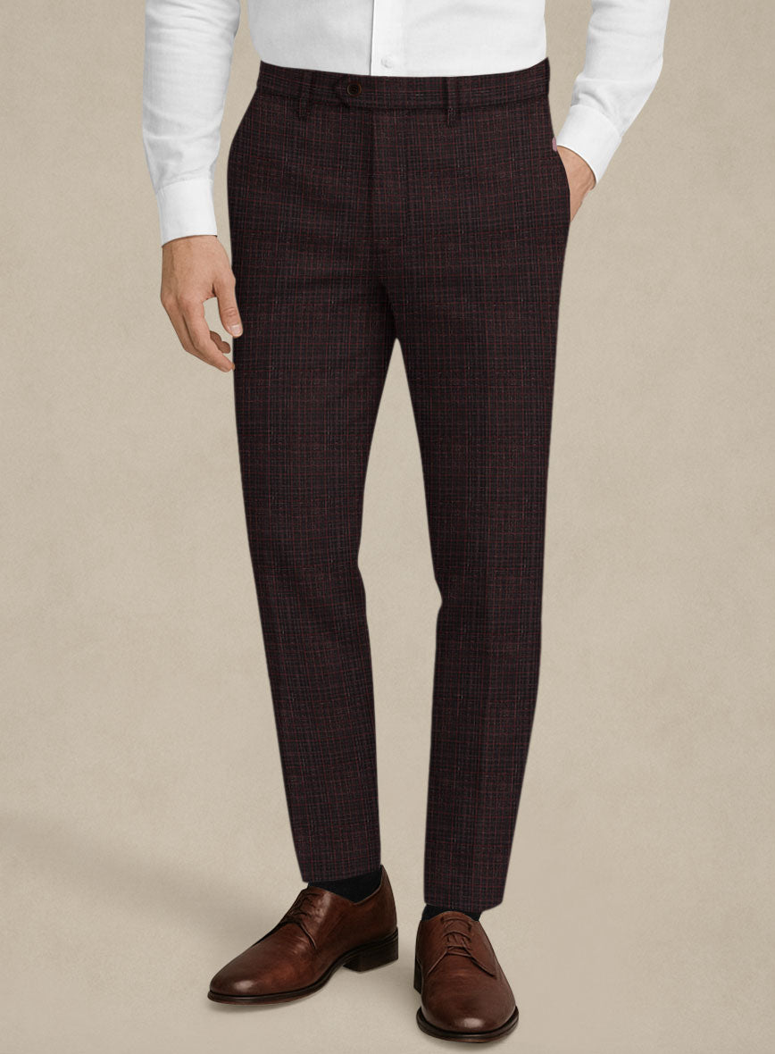 Italian Murano Irgo Checks Wool Linen Silk Pants - StudioSuits