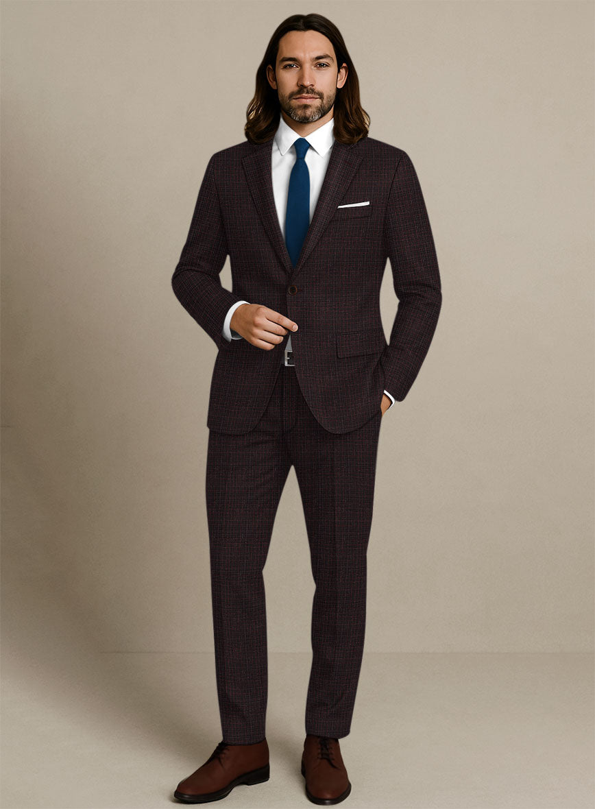 Italian Murano Irgo Checks Wool Linen Silk Suit - StudioSuits