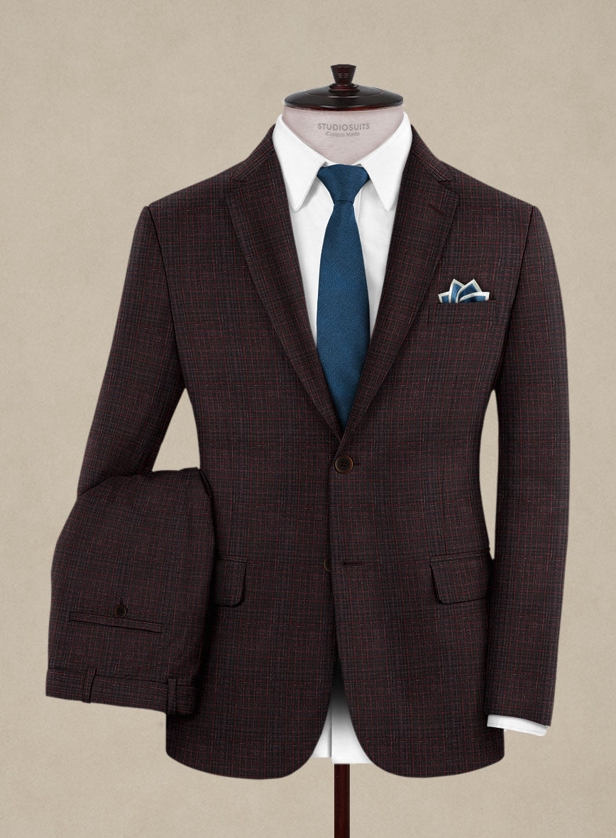 Italian Murano Irgo Checks Wool Linen Silk Suit - StudioSuits