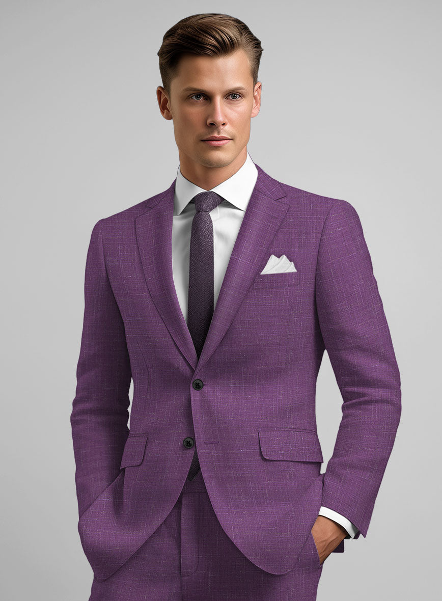 Italian Murano Eggplant Wool Linen Jacket - StudioSuits