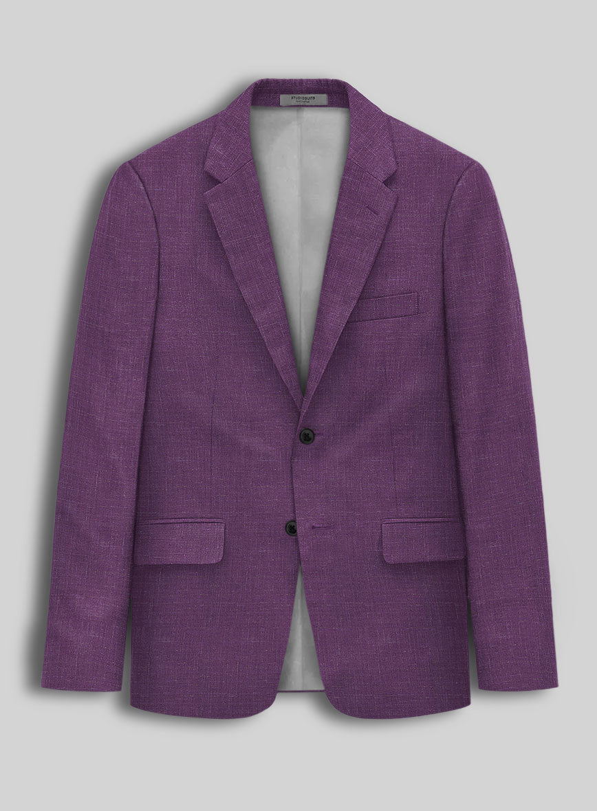 Italian Murano Eggplant Wool Linen Jacket - StudioSuits